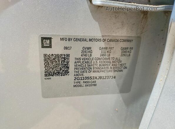 2G1105S3XJ9123734 2018 CHEVROLET IMPALA Silver Շարժիչի բաժամունքի տեսք