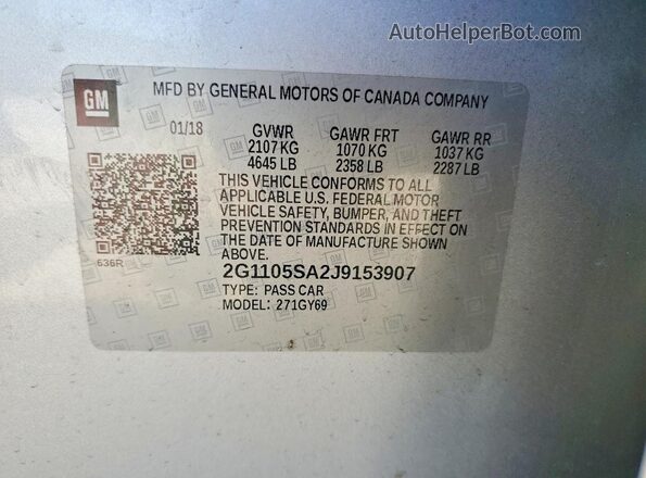 2G1105SA2J9153907 2018 CHEVROLET IMPALA Silver Вид підкапотного простору