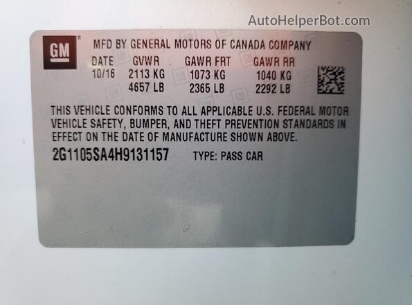 2G1105SA4H9131157 2017 CHEVROLET IMPALA White Engine compartment view