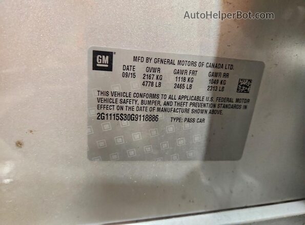 2G1115S30G9118886 2016 CHEVROLET IMPALA Silver Շարժիչի բաժամունքի տեսք