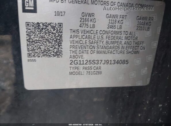 2G1125S37J9134085 2018 CHEVROLET IMPALA Black Engine compartment view