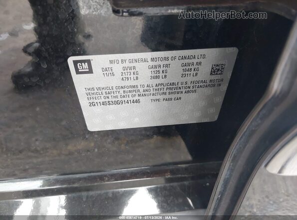 2G1145S30G9141446 2016 CHEVROLET IMPALA Black Widok komory silnika