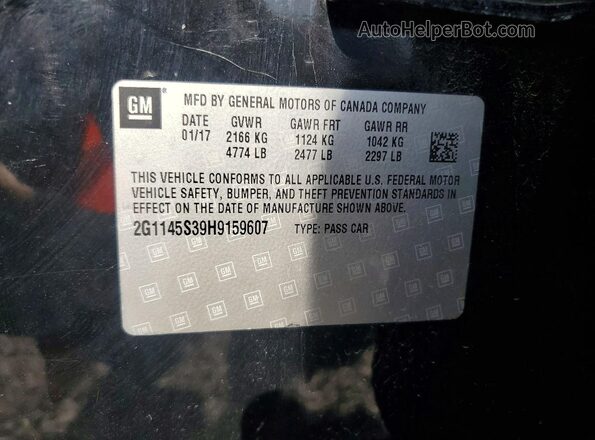 2G1145S39H9159607 2017 CHEVROLET IMPALA Black Вид наклейки з VIN-кодом