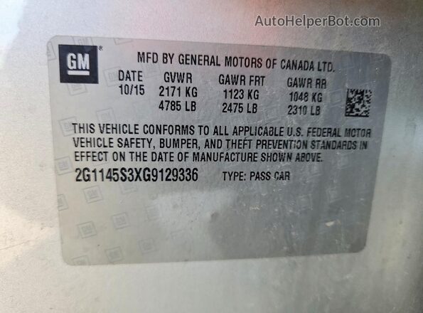2G1145S3XG9129336 2016 CHEVROLET IMPALA Silver Engine compartment view