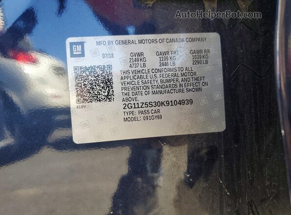2G11Z5S30K9104939 2019 CHEVROLET IMPALA Синий Вид подкапотного пространства