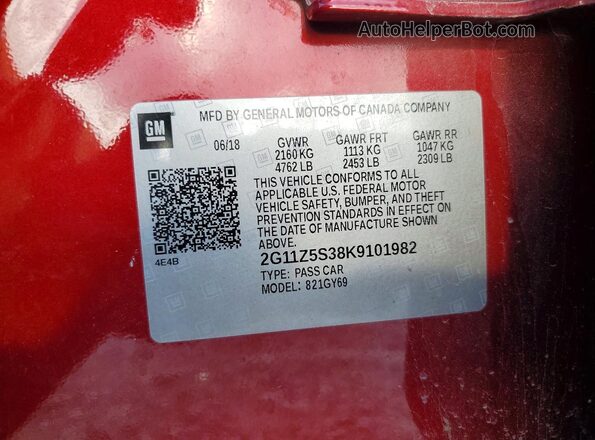 2G11Z5S38K9101982 2019 CHEVROLET IMPALA Red Engine compartment view