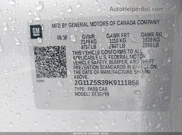 2G11Z5S39K9111856 2019 CHEVROLET IMPALA Серебряный Вид подкапотного пространства