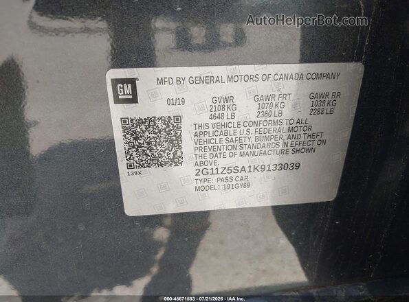 2G11Z5SA1K9133039 2019 CHEVROLET IMPALA Blue Շարժիչի բաժամունքի տեսք