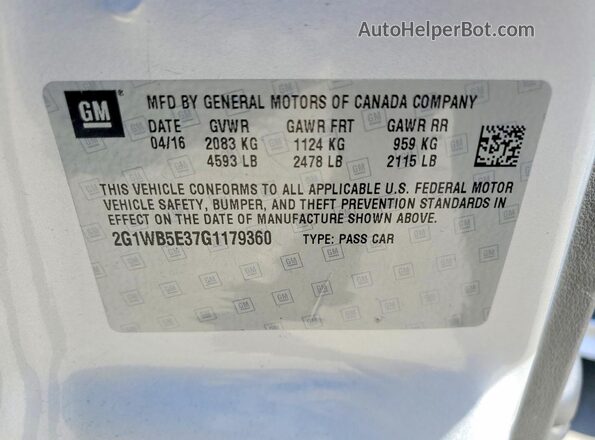 2G1WB5E37G1179360 2016 CHEVROLET IMPALA Silver ძრავის განყოფილების ხედი