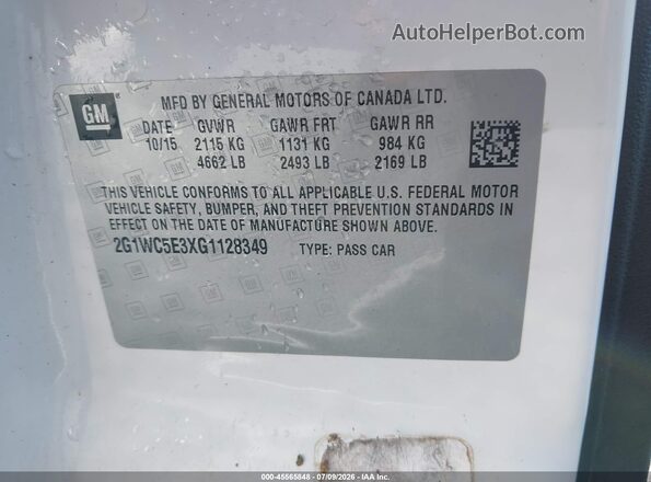 2G1WC5E3XG1128349 2016 CHEVROLET IMPALA White Engine compartment view