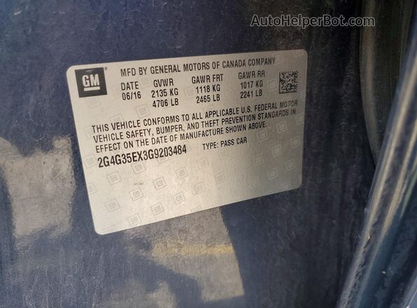 2G4G35EX3G9203484 2016 BUICK REGAL Синий Вид подкапотного пространства