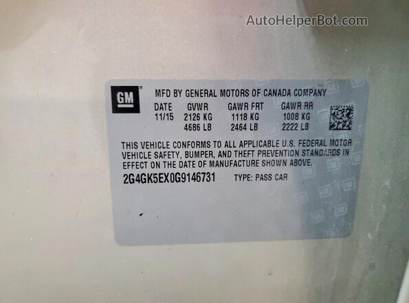 2G4GK5EX0G9146731 2016 BUICK REGAL Beige Շարժիչի բաժամունքի տեսք
