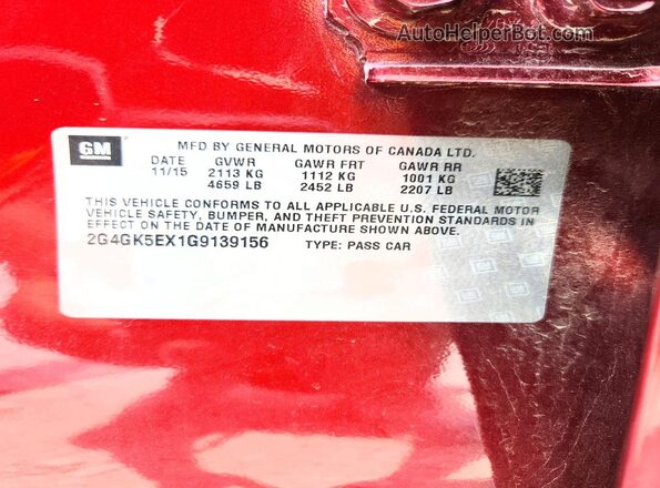 2G4GK5EX1G9139156 2016 BUICK REGAL Maroon Շարժիչի բաժամունքի տեսք