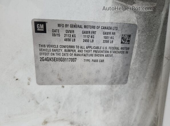 2G4GK5EX6G9117007 2016 BUICK REGAL White Engine compartment view