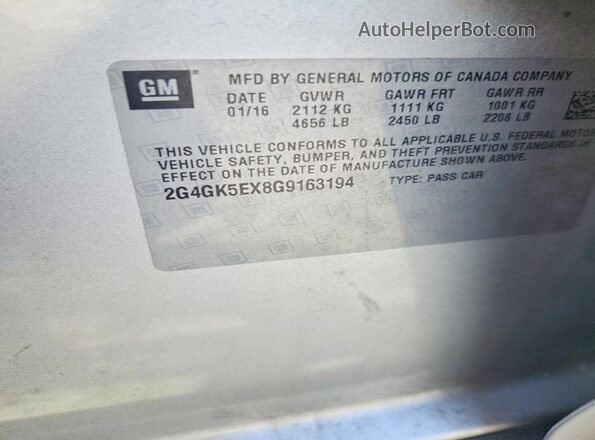 2G4GK5EX8G9163194 2016 BUICK REGAL Silver Engine compartment view