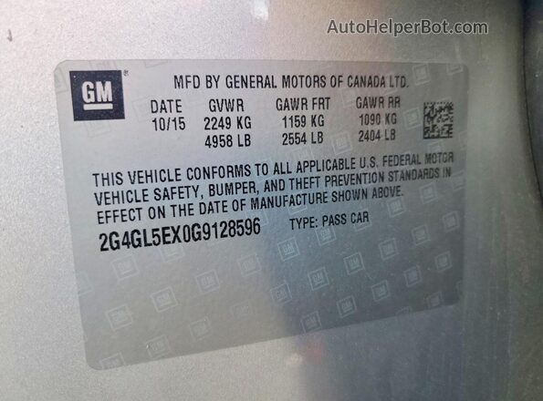 2G4GL5EX0G9128596 2016 BUICK REGAL Silver ძრავის განყოფილების ხედი