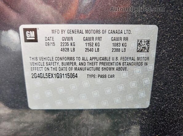 2G4GL5EX1G9115064 2016 BUICK REGAL Gray Vista del compartimento del motor