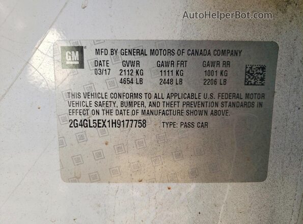 2G4GL5EX1H9177758 2017 BUICK REGAL White Engine compartment view