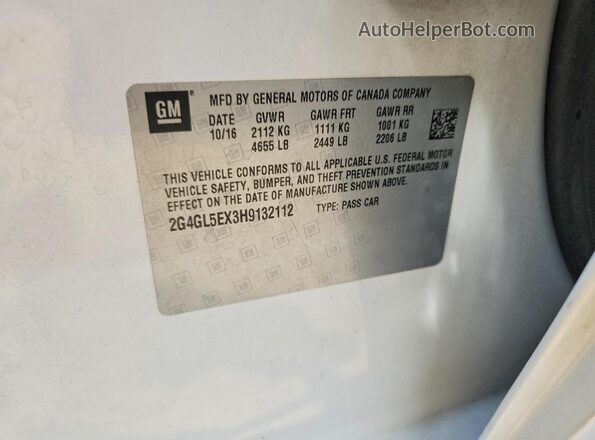 2G4GL5EX3H9132112 2017 BUICK REGAL White Շարժիչի բաժամունքի տեսք