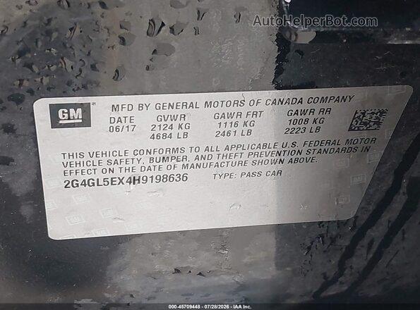 2G4GL5EX4H9198636 2017 BUICK REGAL Black Engine compartment view