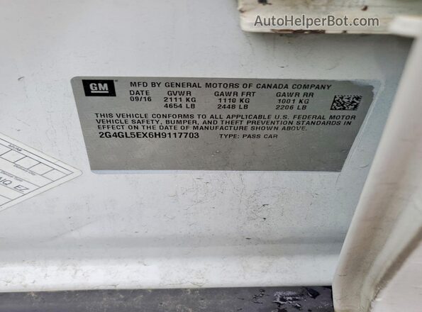 2G4GL5EX6H9117703 2017 BUICK REGAL White Widok komory silnika