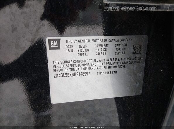 2G4GL5EX6H9148997 2017 BUICK REGAL Black Engine compartment view