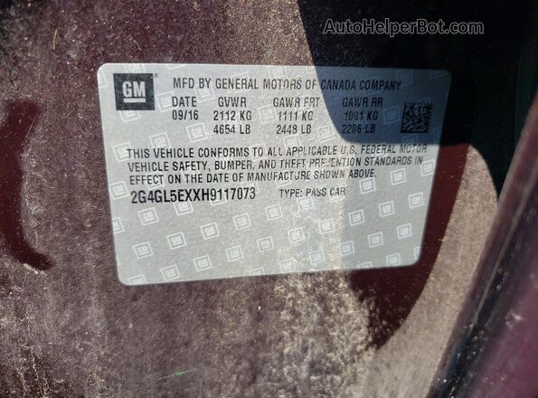 2G4GL5EXXH9117073 2017 BUICK REGAL Purple Engine compartment view