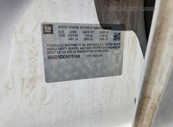 2G4GU5GX2H9151440 2017 BUICK REGAL White Widok komory silnika