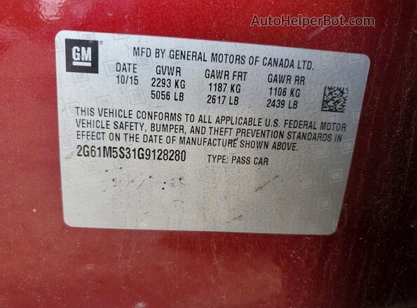 2G61M5S31G9128280 2016 CADILLAC XTS Burgundy Vista del compartimento del motor