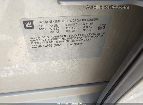 2G61M5S36G9159461 2016 CADILLAC XTS White ძრავის განყოფილების ხედი