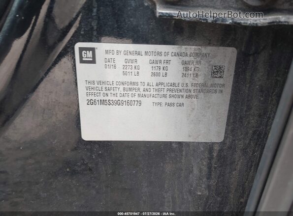 2G61M5S39G9160779 2016 CADILLAC XTS Black Widok komory silnika