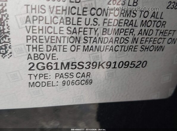 2G61M5S39K9109520 2019 CADILLAC XTS Black Вид підкапотного простору