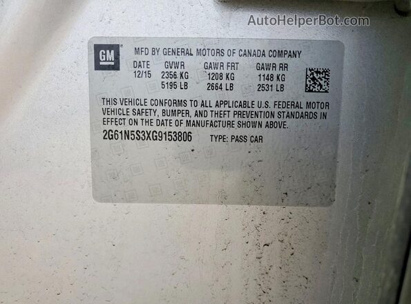 2G61N5S3XG9153806 2016 CADILLAC XTS Silver Вид підкапотного простору