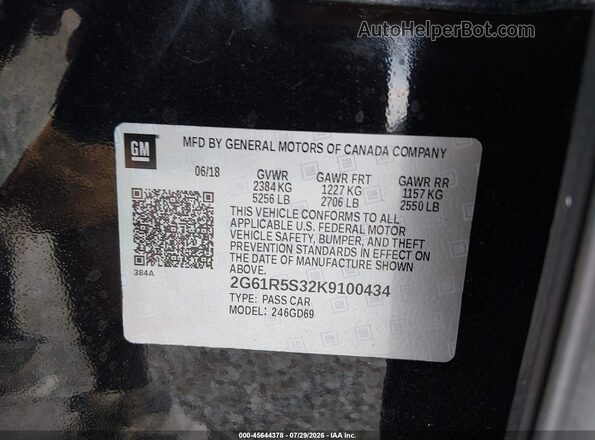 2G61R5S32K9100434 2019 CADILLAC XTS Black Widok komory silnika