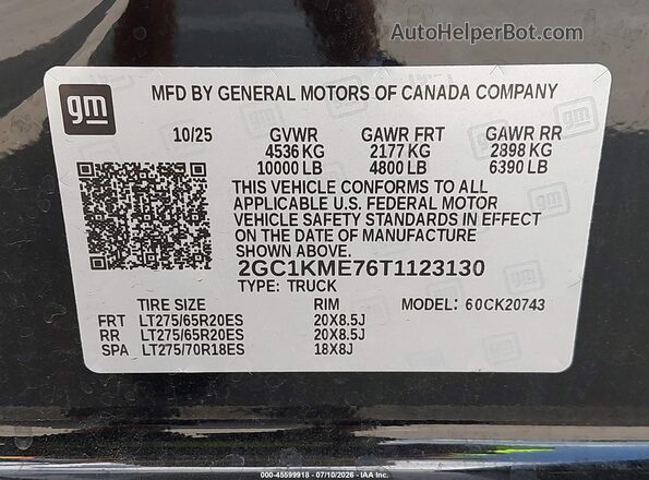 2GC1KME76T1123130 2026 CHEVROLET SILVERADO Black Շարժիչի բաժամունքի տեսք