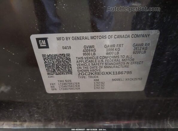 2GC2KREGXK1186795 2019 CHEVROLET SILVERADO Brown Շարժիչի բաժամունքի տեսք