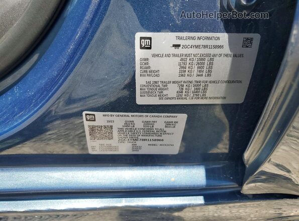 2GC4YME78R1158966 2024 CHEVROLET SILVERADO Blue Engine compartment view
