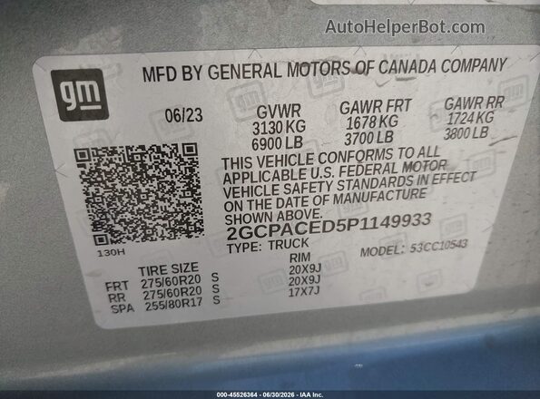 2GCPACED5P1149933 2023 CHEVROLET SILVERADO Silver Engine compartment view