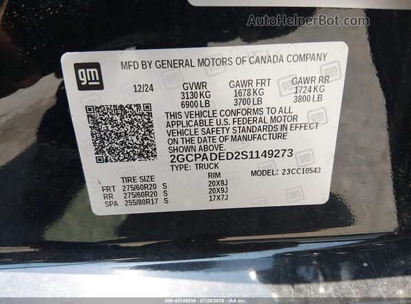 2GCPADED2S1149273 2025 CHEVROLET SILVERADO Black Vista del compartimento del motor
