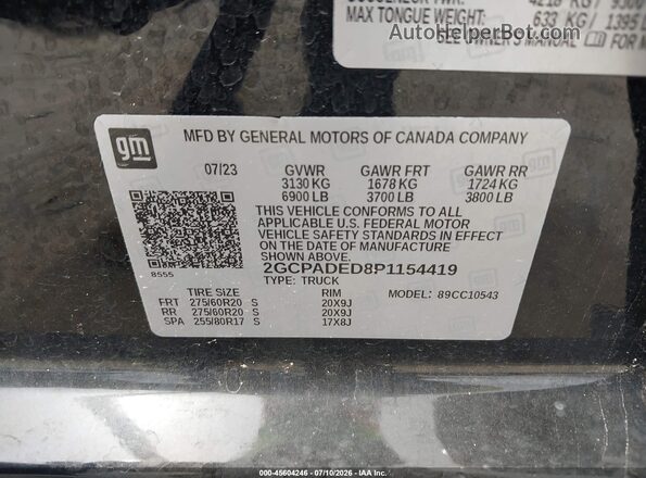 2GCPADED8P1154419 2023 CHEVROLET SILVERADO Black Vista del compartimento del motor