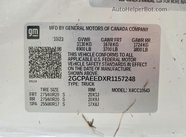 2GCPAEEDXR1157248 2024 CHEVROLET SILVERADO Белый Вид подкапотного пространства