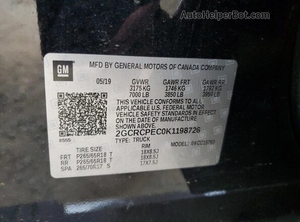 2GCRCPEC0K1198726 2019 CHEVROLET SILVERADO Black Vista del compartimento del motor