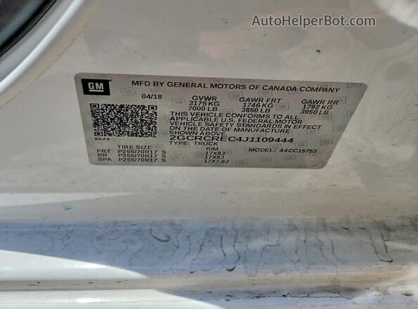 2GCRCREC4J1109444 2018 CHEVROLET SILVERADO White Vista del compartimento del motor