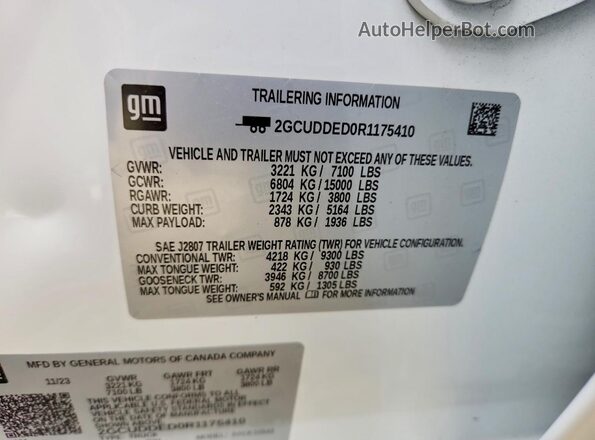 2GCUDDED0R1175410 2024 CHEVROLET SILVERADO White Вид підкапотного простору