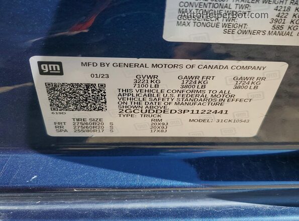 2GCUDDED3P1122441 2023 CHEVROLET SILVERADO Blue ძრავის განყოფილების ხედი