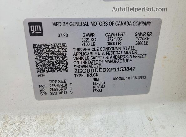 2GCUDDEDXP1153847 2023 CHEVROLET SILVERADO White Вид підкапотного простору