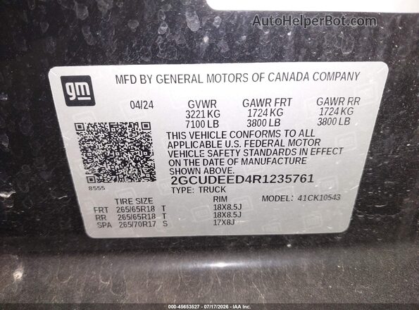 2GCUDEED4R1235761 2024 CHEVROLET SILVERADO Black Вид підкапотного простору