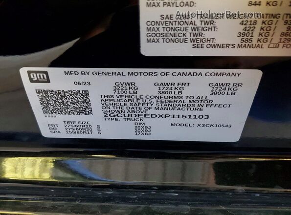 2GCUDEEDXP1151103 2023 CHEVROLET SILVERADO Black Vista del compartimento del motor
