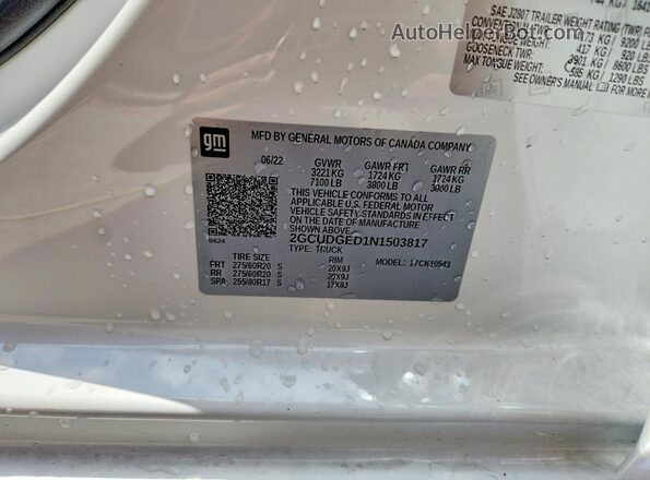 2GCUDGED1N1503817 2022 CHEVROLET SILVERADO White Vista del compartimento del motor