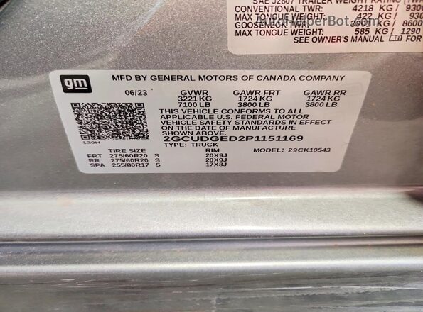 2GCUDGED2P1151169 2023 CHEVROLET SILVERADO Gray Widok komory silnika